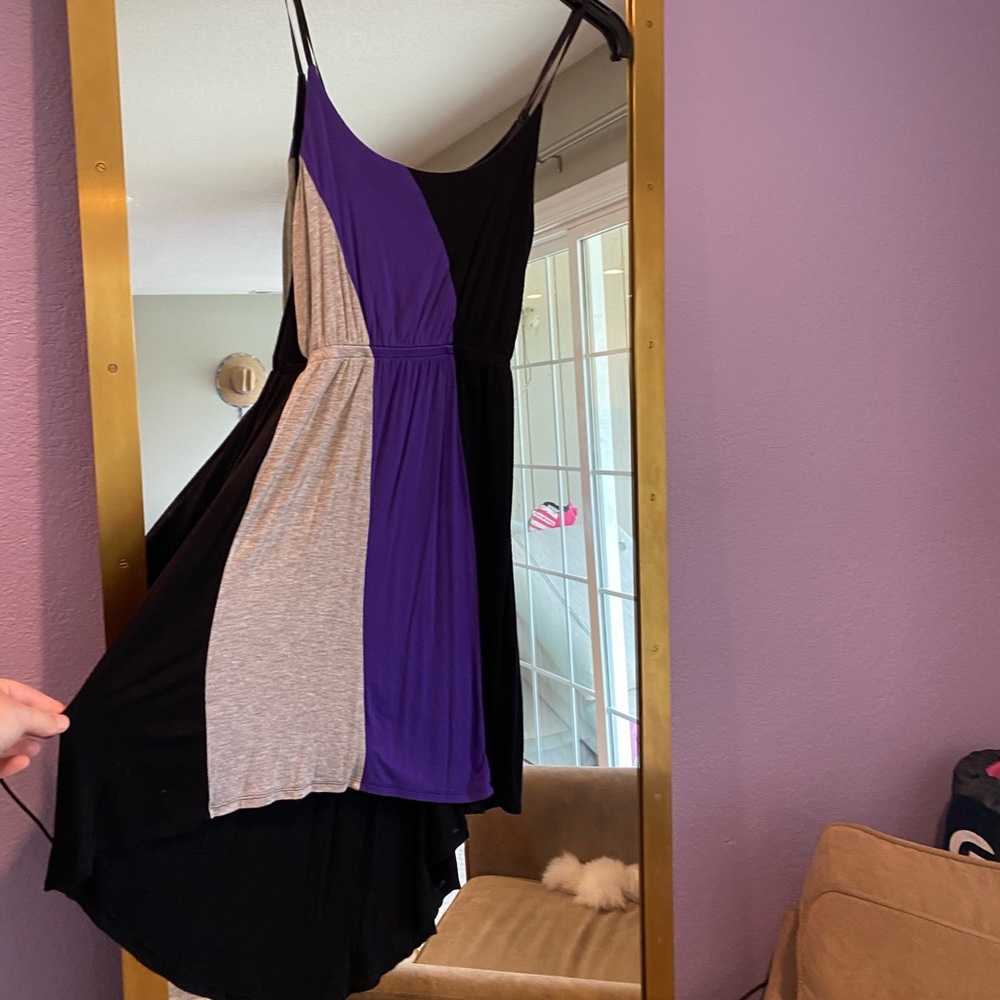 Delirious: Casual Colorblock Dress - Black, Purple